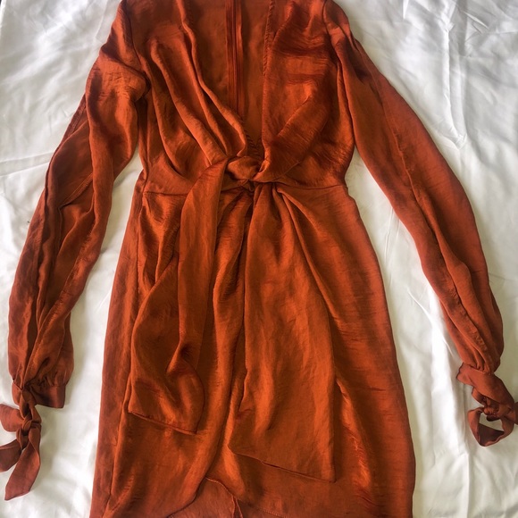 PrettyLittleThing Dresses & Skirts - Rustic Orange Satin Dress